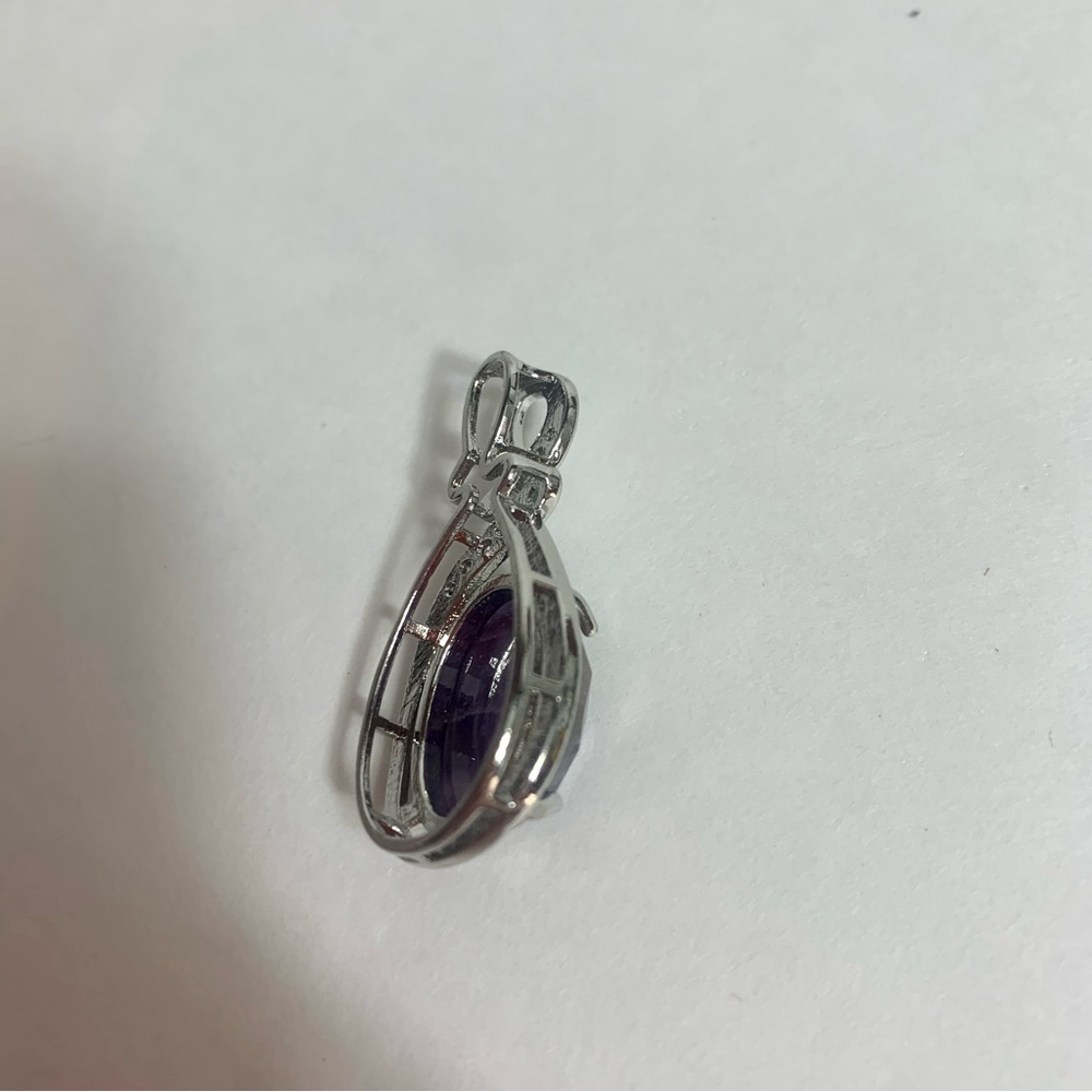 Necklace pendant. Faux amethyst and faux diamond necklace pendant. - Picture 2 of 9